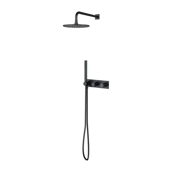 Sistem de dus incastrat cu baterie monocomanda Omnires Contour antracit periat si para cu 1 functie [1]