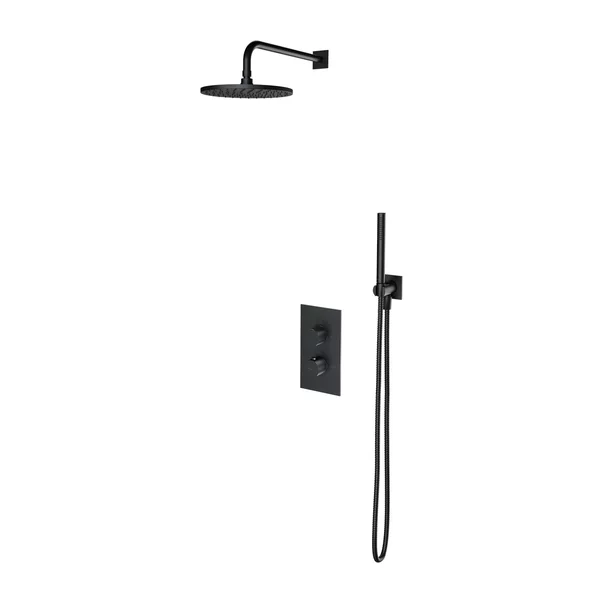 Sistem de dus incastrat cu baterie termostatata Omnires Contour antracit periat si para cu 1 functie [2]