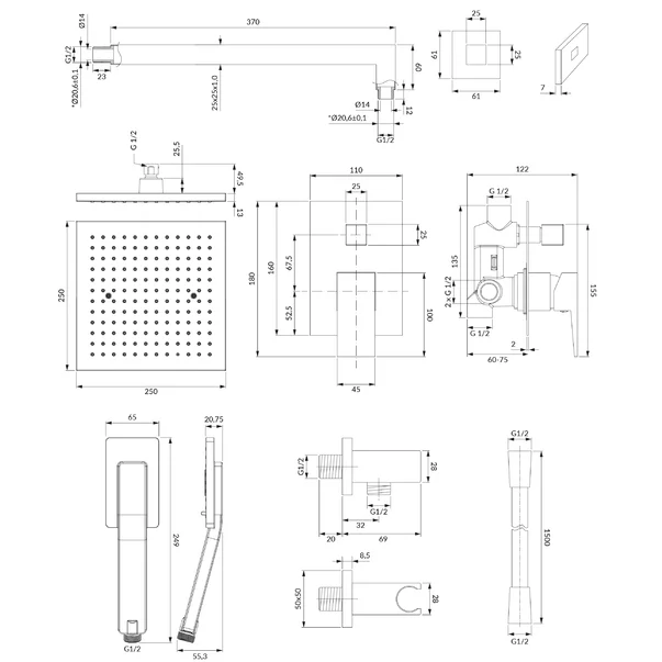 Sistem de dus incastrat Omnires Fresh si para cu 3 functii finisaj [4]