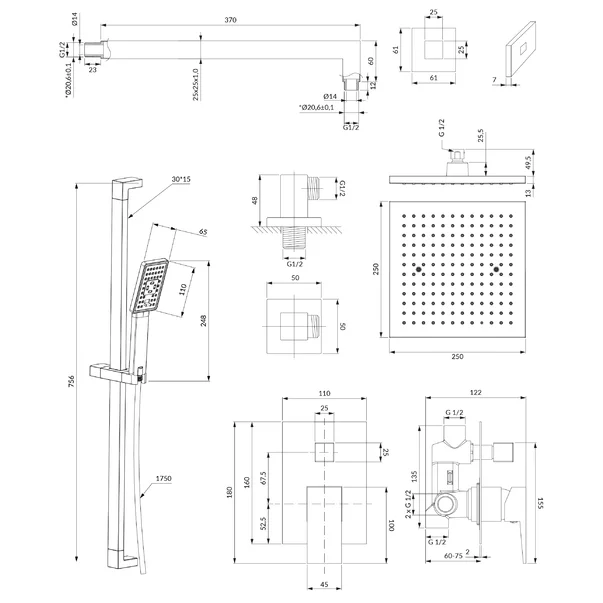 Sistem de dus incastrat Omnires Fresh si para cu 3 functii [2]