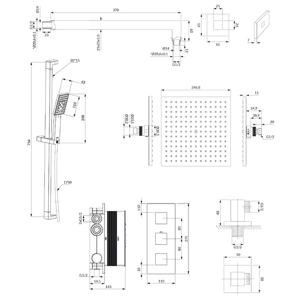 Sistem de dus incastrat Omnires Fresh 4 dusuri laterale si para cu 2 functii [2]