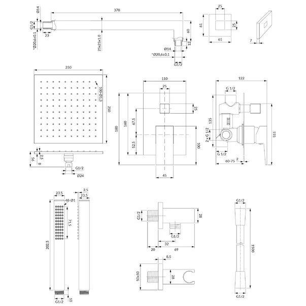 Sistem de dus incastrat Omnires Fresh si para cu 1 functie [2]