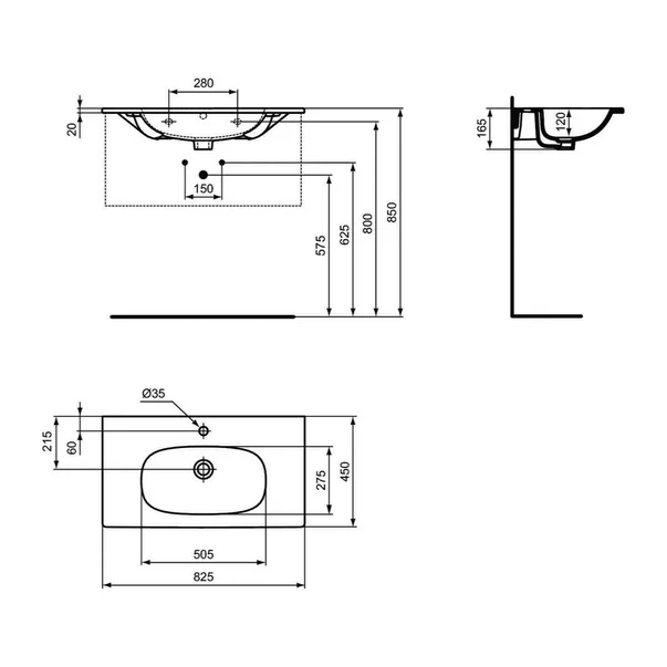 Set dulap suspendat si lavoar Ideal Standard Tesi negru mat 80 cm [2]