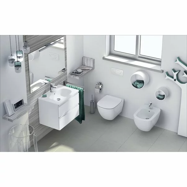 Vase wc suspendate - Set vas wc suspendat cu capac softclose si bideu suspendat Ideal Standard Tesi