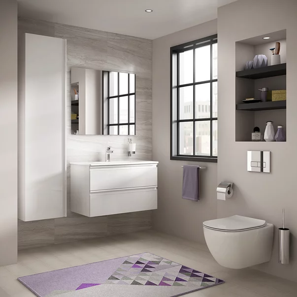 Pachet vas wc suspendat Ideal Standard Tesi, capac softclose si set dus igiena intima auriu cu baterie incastrata Rea Loop [5]
