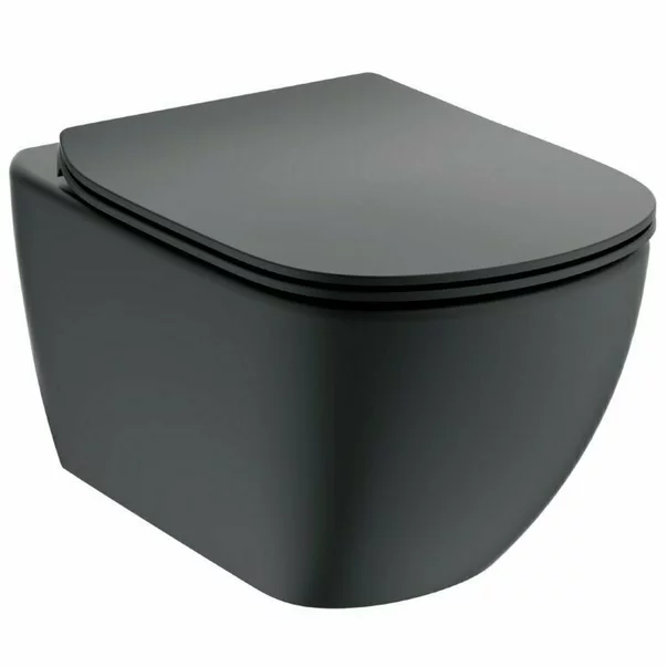 Set vas wc cu capac softclose si bideu suspendat Ideal Standard Tesi Aquablade negru mat Silk Black [3]