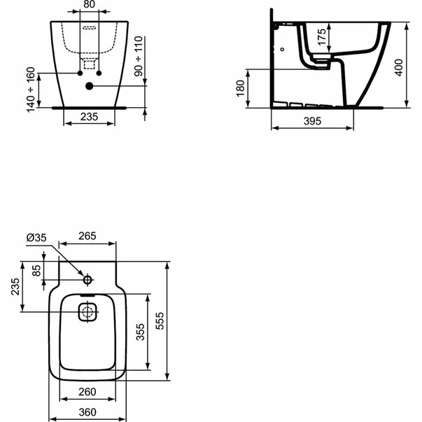 Set vas wc pe pardoseala bideu pe pardoseala si capac slim soft close Ideal Standard Strada II AquaBlade BackToWall [7]