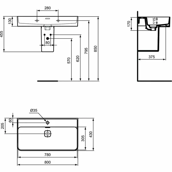 Lavoar suspendat Ideal Standard Strada II 80x43 cm [3]