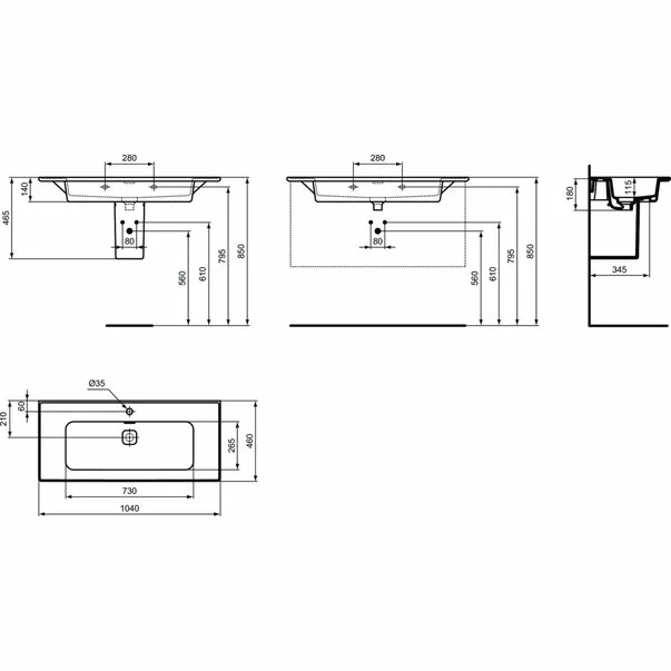 Lavoar suspendat Ideal Standard Strada II 104 cm [3]
