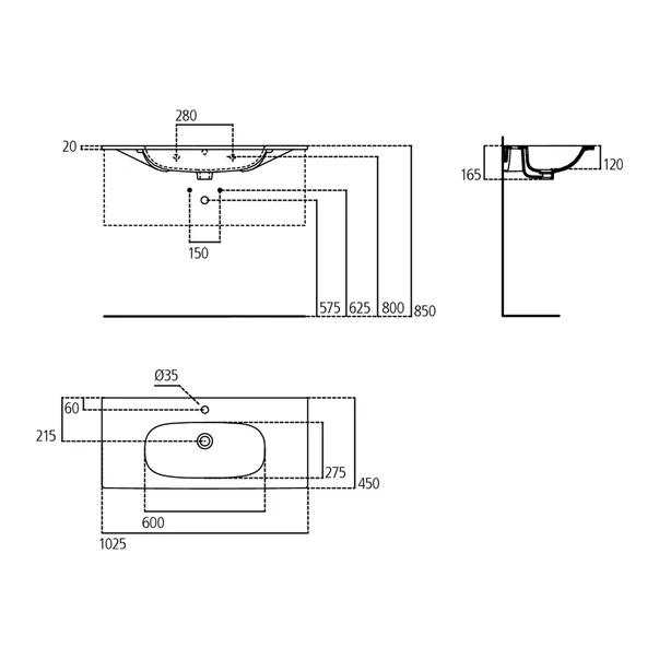 Lavoar pe mobilier Ideal Standard Tesi 102 cm alb [2]