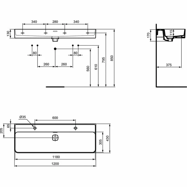 Lavoar suspendat Ideal Standard Strada II 120x43 cm [3]
