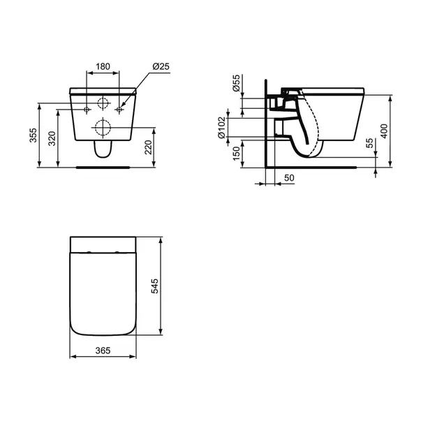 Vas WC suspendat Ideal Standard Atelier Blend Cube AquaBlade alb mat [16]