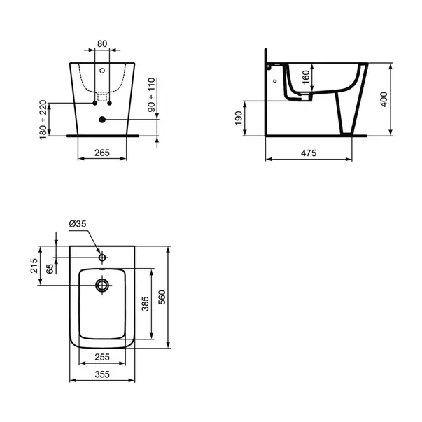 Bideu pe pardoseala Ideal Standard Atelier Blend Cube BTW alb mat [7]