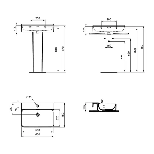 Lavoar suspendat Ideal Standard Atelier Conca 60 cm alb lucios [12]