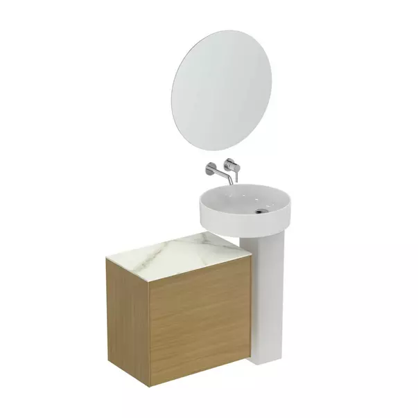 Lavoar pe blat Ideal Standard Atelier Extra alb mat cu orificiu baterie si preaplin 45 cm [9]