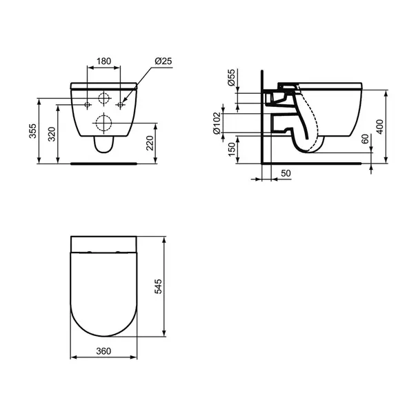 Vas WC suspendat Ideal Standard Atelier Blend Curve AquaBlade alb mat [16]