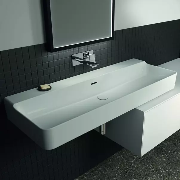 Lavoar suspendat Ideal Standard Atelier Conca 120 cm alb lucios cu preaplin [2]