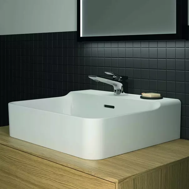 Lavoar suspendat Ideal Standard Atelier Conca 50 cm alb lucios cu orificiu baterie si preaplin [6]