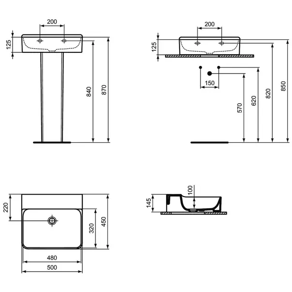 Lavoar suspendat Ideal Standard Atelier Conca 50 cm alb lucios [12]