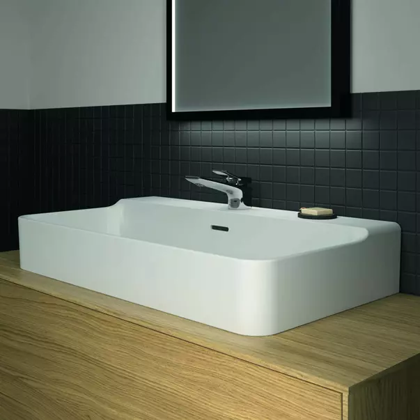 Lavoar suspendat Ideal Standard Atelier Conca 80 cm alb lucios cu orificiu baterie si preaplin [4]