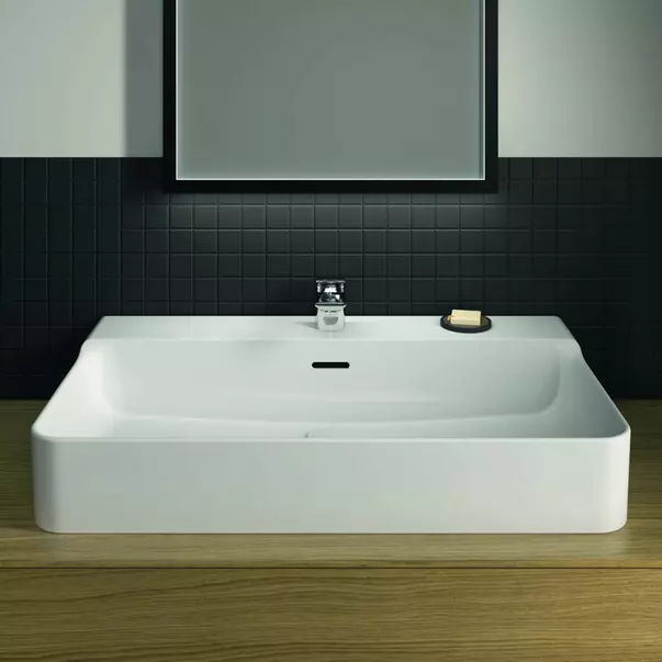 Lavoar suspendat Ideal Standard Atelier Conca 80 cm alb lucios cu orificiu baterie si preaplin [6]