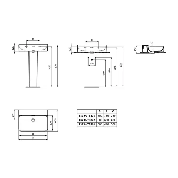 Lavoar suspendat Ideal Standard Atelier Conca 80 cm alb lucios cu orificiu preaplin [12]