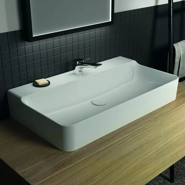 Lavoar suspendat Ideal Standard Atelier Conca 80 cm alb lucios cu orificiu baterie [1]