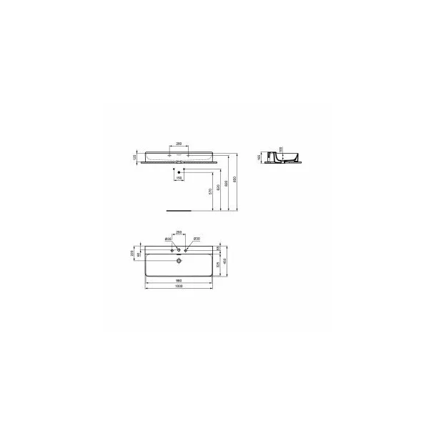 Lavoar pe blat Ideal Standard Conca Ceram 100x45cm [3]