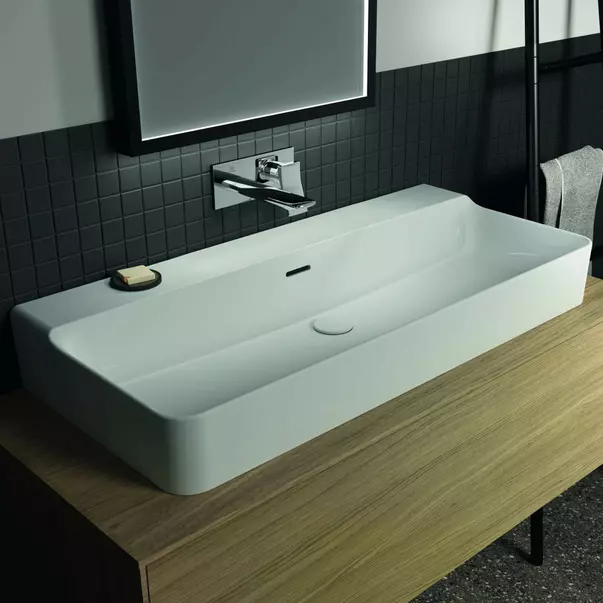 Lavoar suspendat Ideal Standard Atelier Conca 100 cm alb lucios cu orificiu preaplin [2]