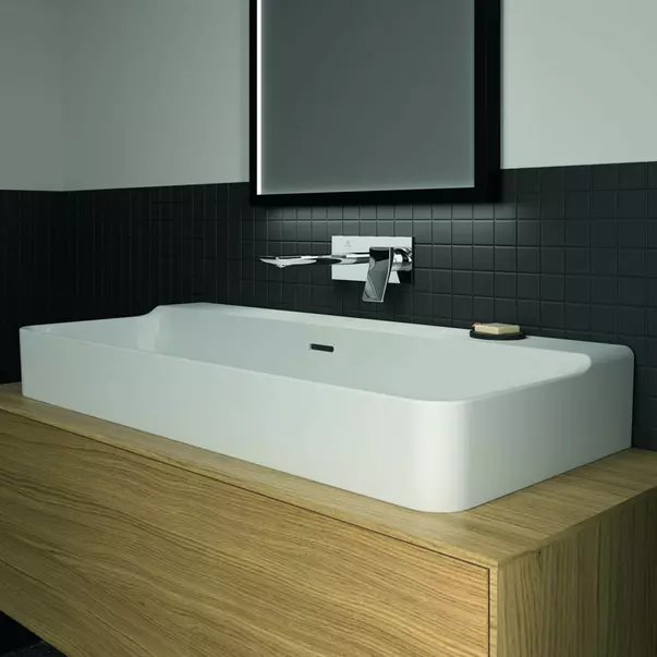 Lavoar suspendat Ideal Standard Atelier Conca 100 cm alb lucios cu orificiu preaplin [6]