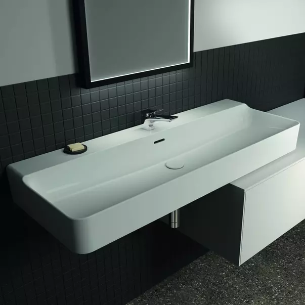 Lavoar suspendat Ideal Standard Atelier Conca 120 cm alb lucios cu orificiu baterie si preaplin [2]