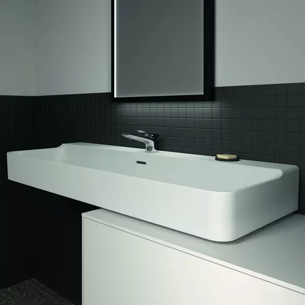 Lavoar suspendat Ideal Standard Atelier Conca 120 cm alb lucios cu orificiu baterie si preaplin [8]