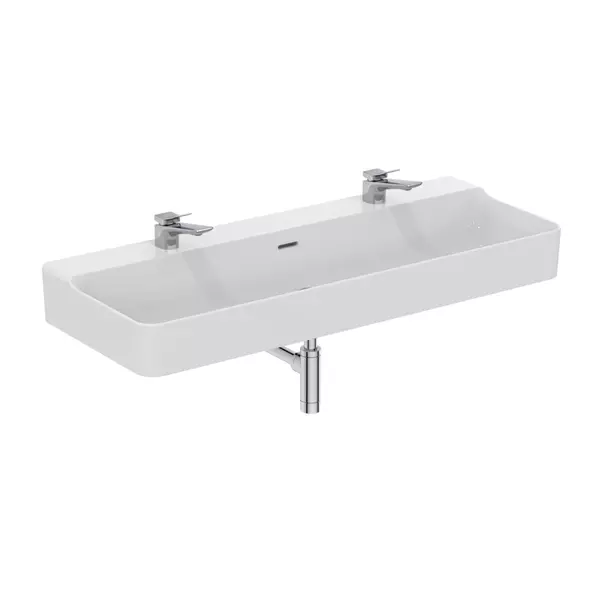 Lavoar suspendat Ideal Standard Atelier Conca 120 cm alb lucios cu 2 orificii baterie si preaplin [11]