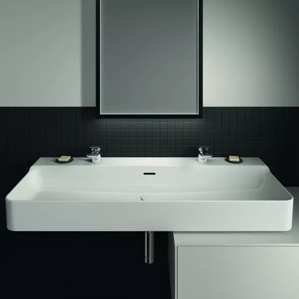 Lavoar suspendat Ideal Standard Atelier Conca 120 cm alb lucios cu 2 orificii baterie si preaplin [3]