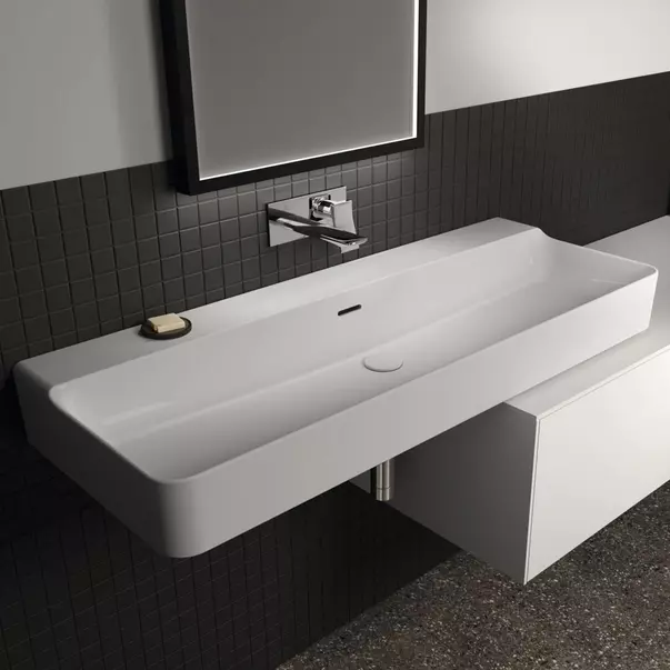 Lavoar suspendat Ideal Standard Atelier Conca 120 cm alb lucios cu orificiu preaplin [2]