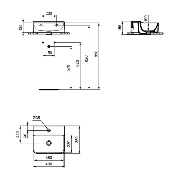 Lavoar suspendat Ideal Standard Atelier Conca 40 cm alb lucios [12]