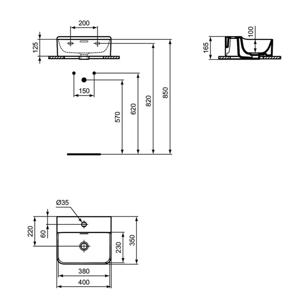 Lavoar suspendat Ideal Standard Atelier Conca alb mat cu orificiu baterie si preaplin 40 cm [12]