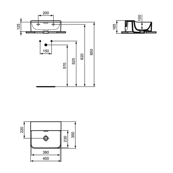Lavoar suspendat Ideal Standard Atelier Conca alb lucios cu orificiu preaplin 40 cm [12]