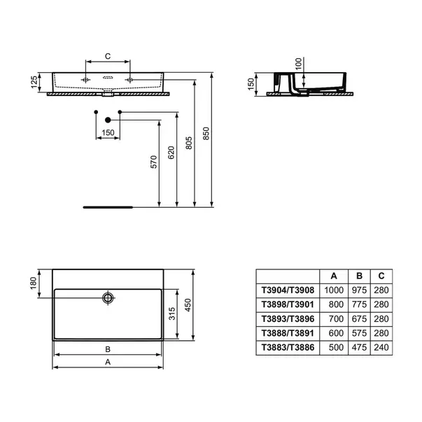 Lavoar suspendat Ideal Standard Atelier Extra alb lucios cu orificiu preaplin 60 cm [10]