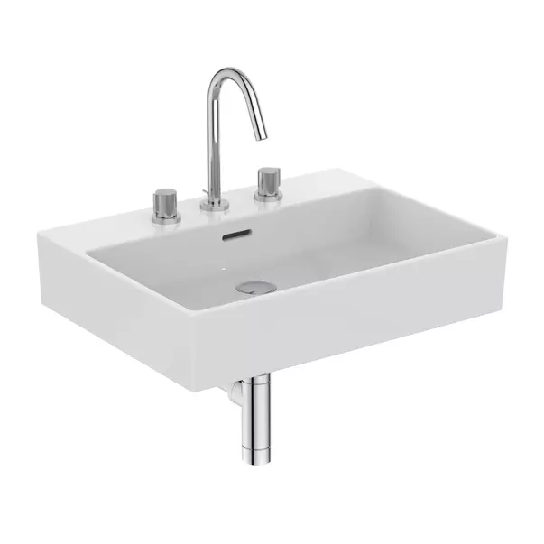 Lavoar suspendat Ideal Standard Atelier Extra cu 3 orificii baterie si preaplin alb lucios 60 cm [8]