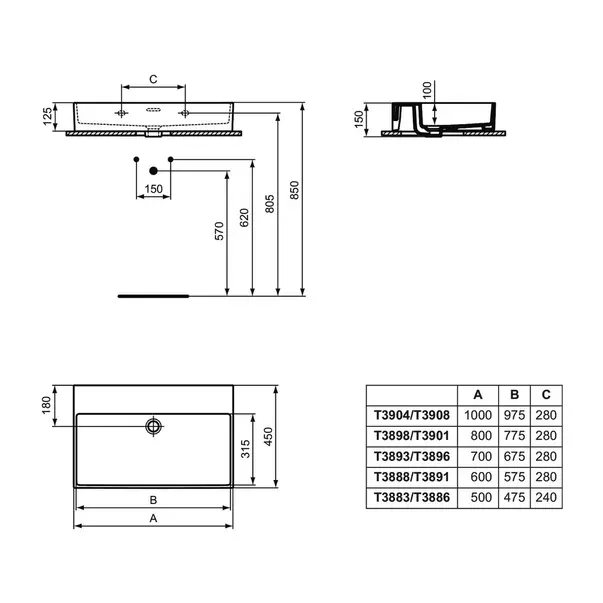 Lavoar suspendat Ideal Standard Atelier Extra alb lucios cu orificiu preaplin 70 cm [10]
