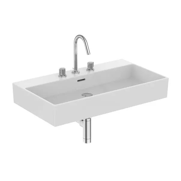 Lavoar suspendat Ideal Standard Atelier Extra cu 3 orificii baterie si preaplin alb lucios 80 cm [8]