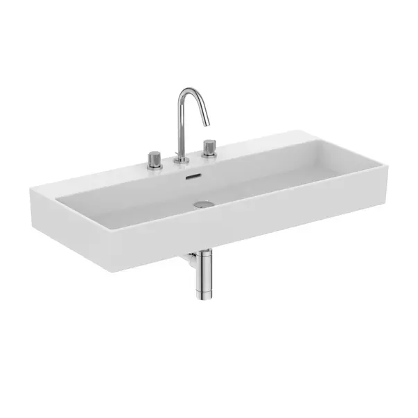 Lavoar suspendat Ideal Standard Atelier Extra alb lucios cu 3 orificii baterie si preaplin 100 cm [9]