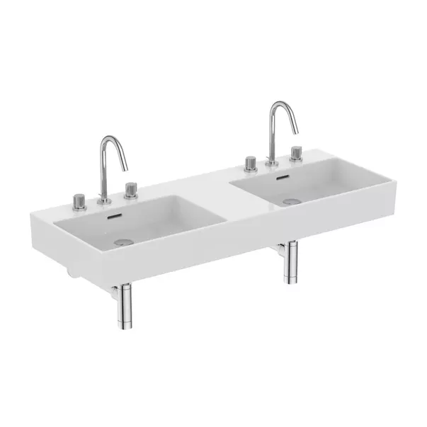 Lavoar suspendat Ideal Standard Atelier Extra alb lucios 120 cm cu 3 orificii baterie si preaplin [11]