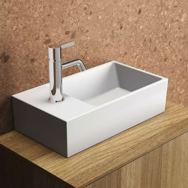 Lavoare pe perete - Lavoar suspendat Ideal Standard Atelier Extra alb mat 45 cm cu orificiu baterie si preaplin stanga
