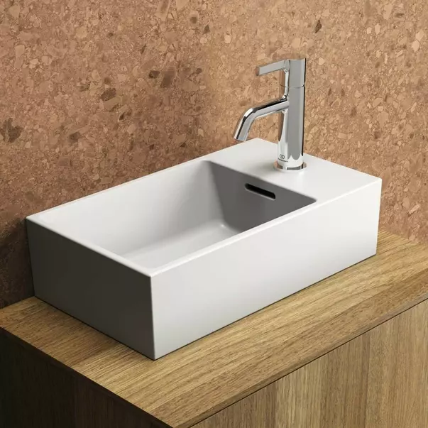 Lavoar suspendat Ideal Standard Atelier Extra alb lucios 45 cm cu orificiu baterie si preaplin dreapta [6]