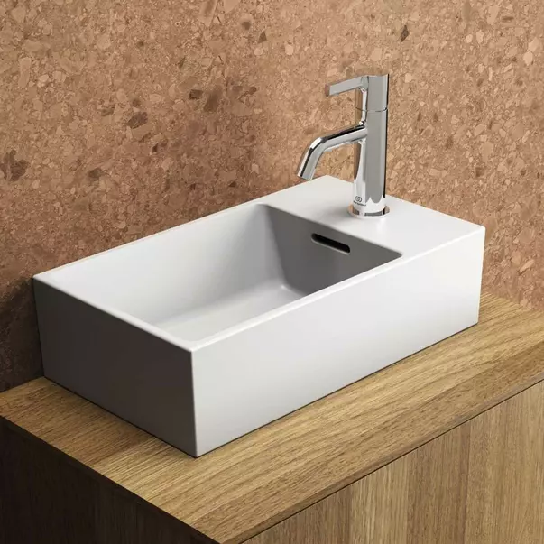 Lavoare pe perete - Lavoar suspendat Ideal Standard Atelier Extra alb mat 45 cm cu orificiu baterie si preaplin dreapta
