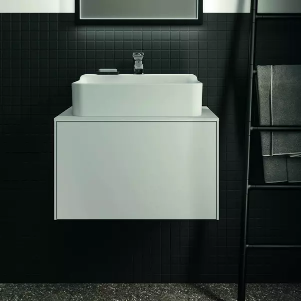 Mobilier Baie - Dulap baza suspendat Ideal Standard Atelier Conca alb mat 1 sertar si blat cu decupaj central 60 cm