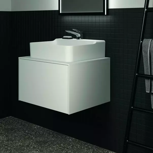 Dulap baza suspendat Ideal Standard Atelier Conca alb mat 1 sertar si blat cu decupaj central 60 cm [5]