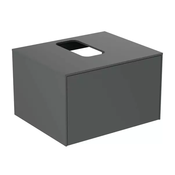 Mobilier Baie - Dulap baza suspendat Ideal Standard Atelier Conca antracit mat 1 sertar si blat cu decupaj central 60 cm